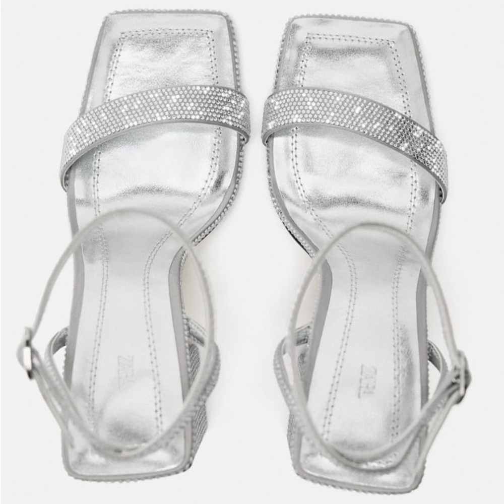 Zara Block Heel Rhinestone Sandals - Picture 3 of 6